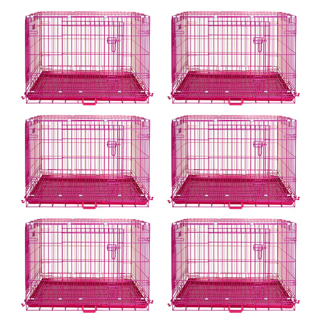 24-42" Collapsible Pink Dog Crate RED24-42 42 Inch 6 Pack