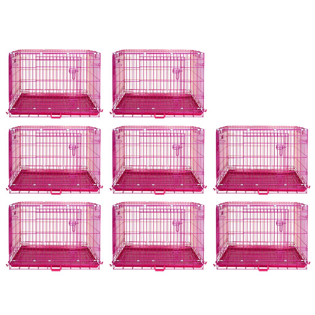 24-42" Collapsible Pink Dog Crate RED24-42 42 Inch 8 Pack