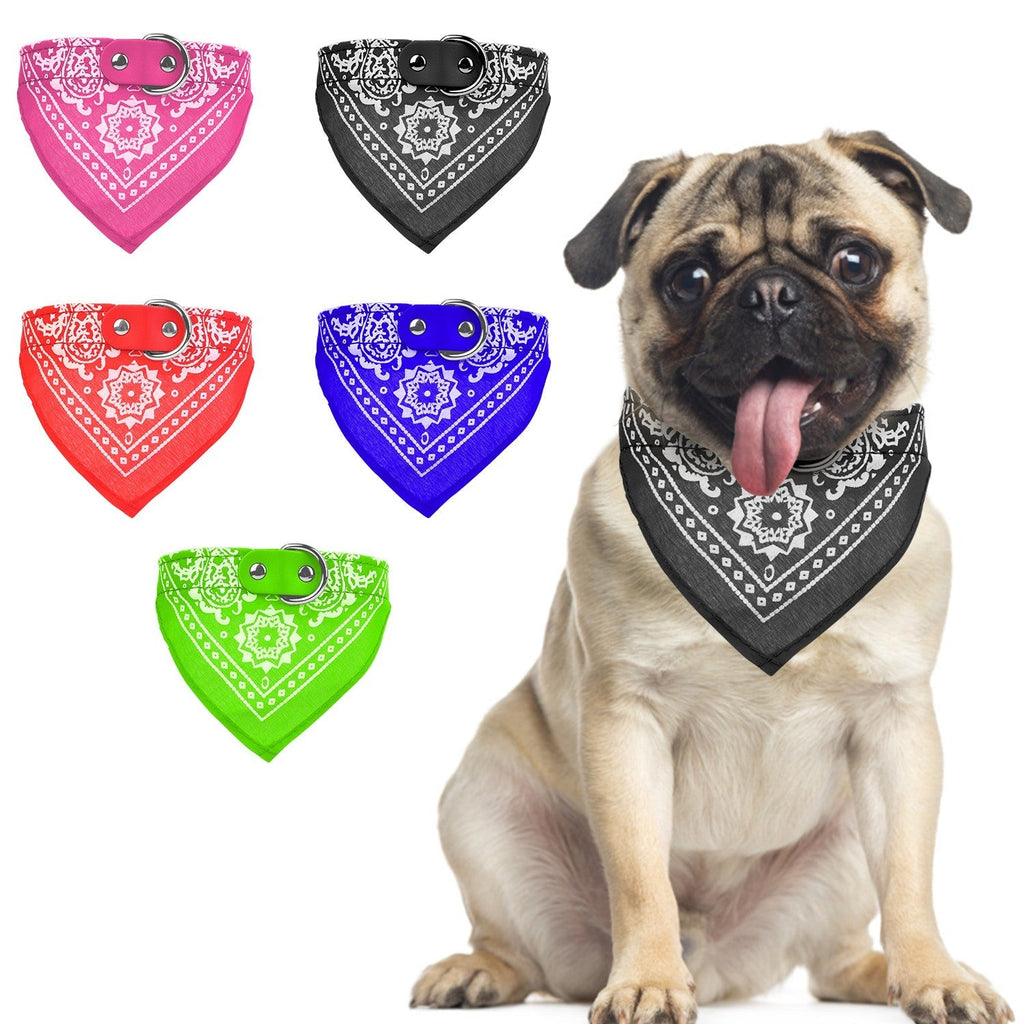 Adjustable Bandana Leather Pet Collar Triangle Scarf