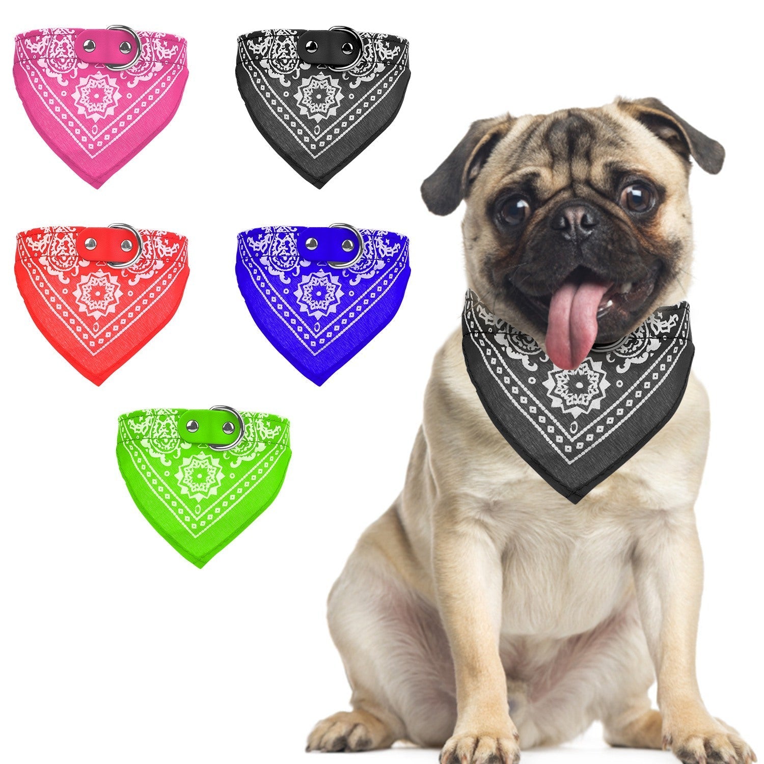 Adjustable Bandana Leather Pet Collar Triangle Scarf