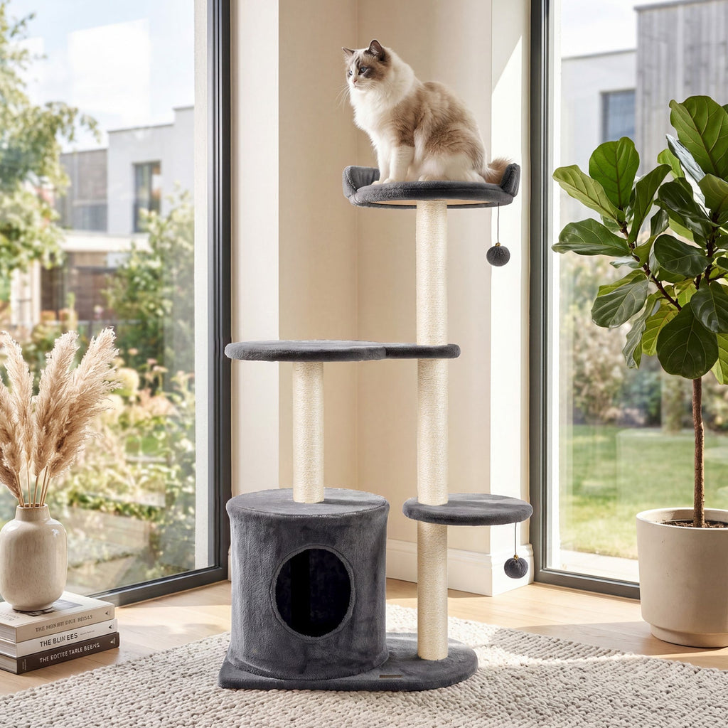 Cat Tree 43" with Condo, Perches & Scratching Posts Gray