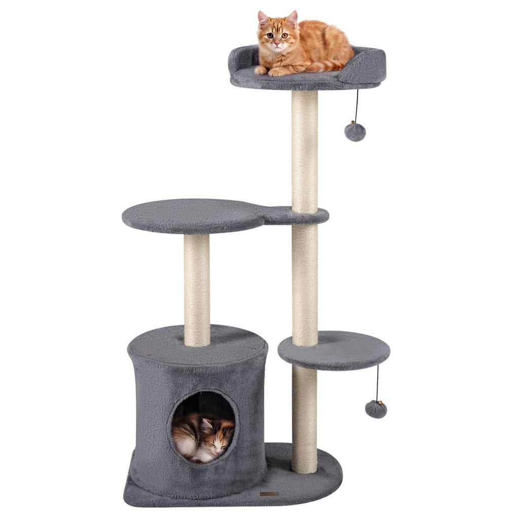 Cat Tree 43" with Condo, Perches & Scratching Posts