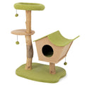 43 Inch Wooden Cat Tree with Padded Top Perch-Green Default Title
