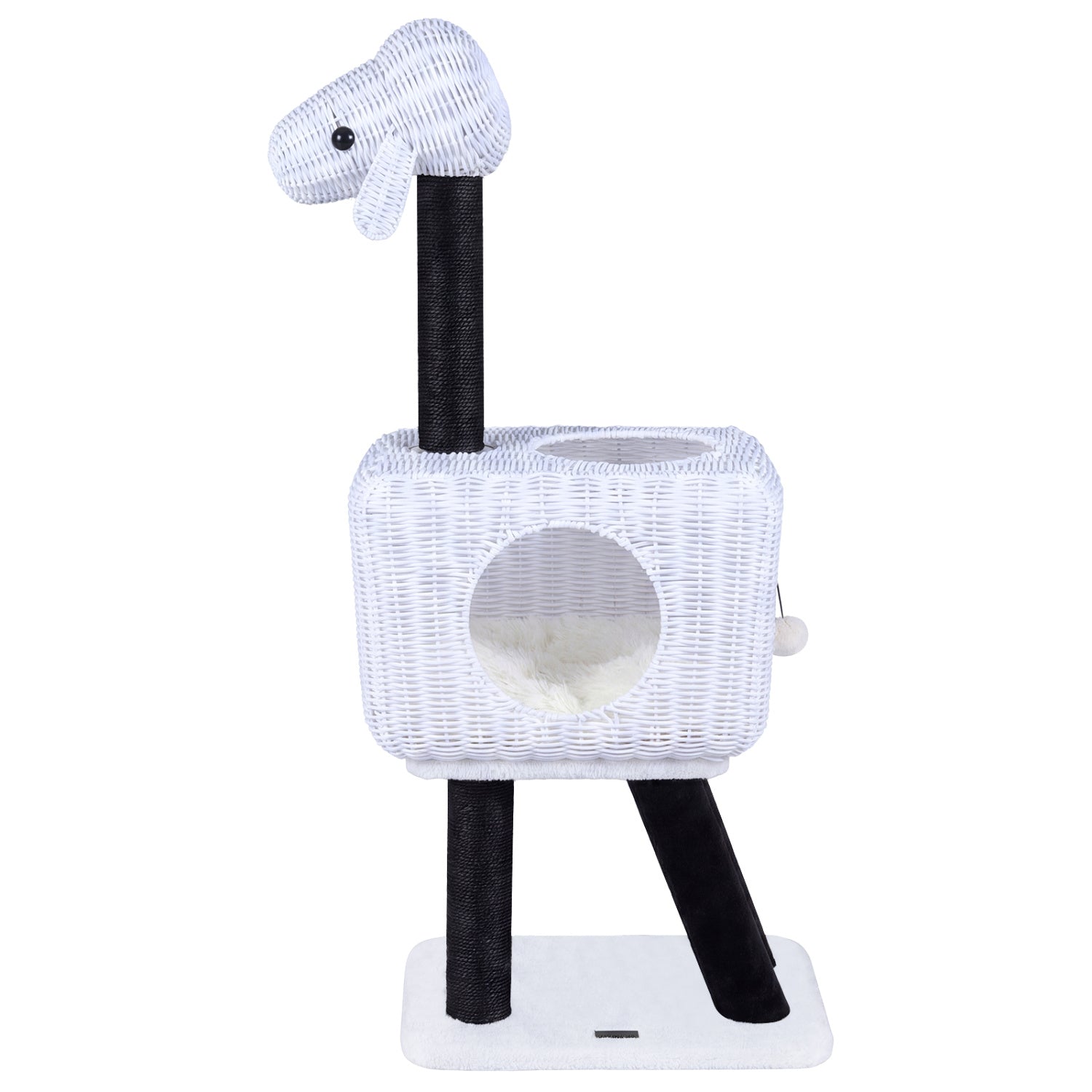 43-Inch Lamb-Shaped Cat Tower with 2-Door Rattan Condo for Indoor Kittens Default Title