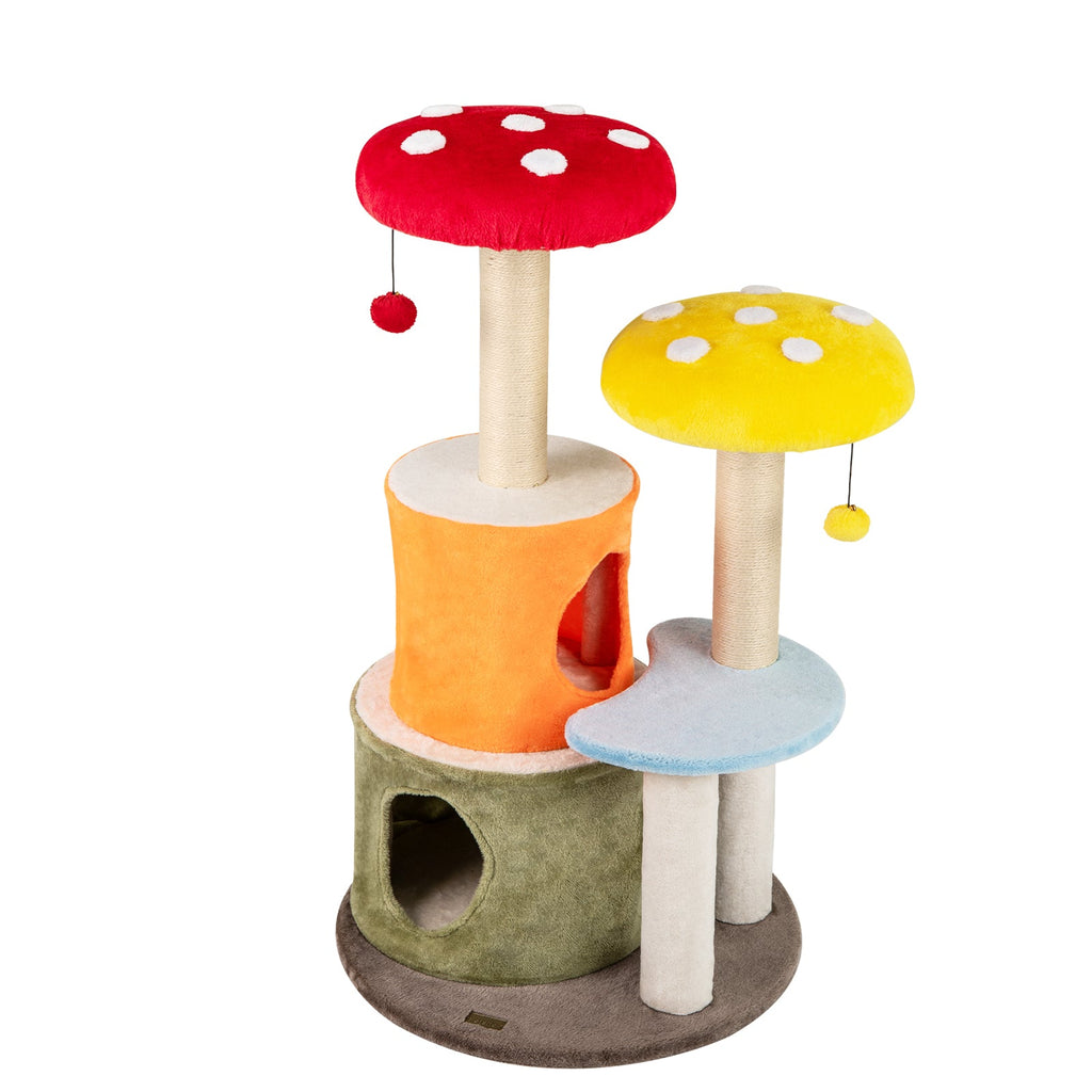 43 Inch Tall Cat Tree Cute with 2 Condos and Padded Platforms-Multicolor Default Title