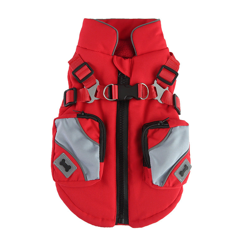 Pet Winter Cotton Dog Clothes Zipper Jacket Dog Supplies DZ271 red