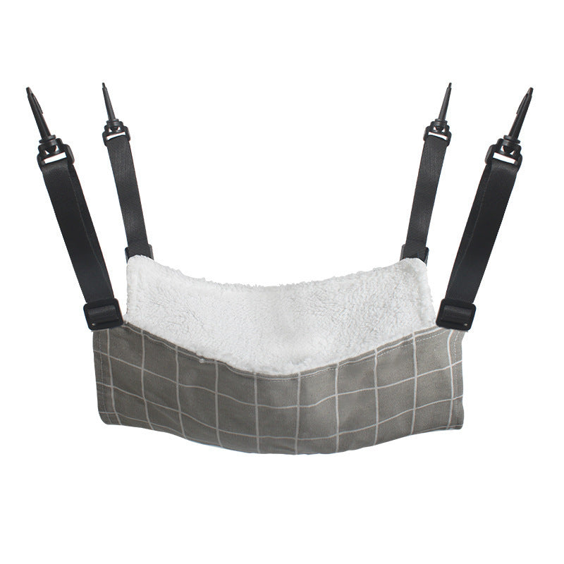 Lamb Fleece Cat Hanging Beds Pets Cage Hammock Bed For Kitten Hanging Seat Indoor Durable Winter Cat Bed Kitty Nest Puppy Cushion Pet Products Gray Plaid Autumn And Winter