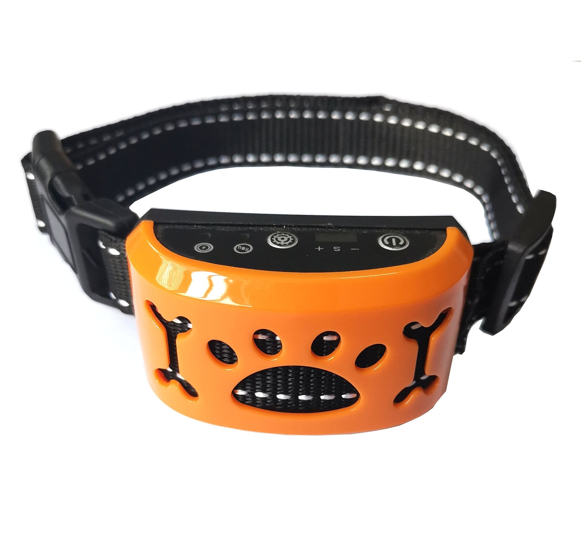 Pet Collar Automatic Identification Vibration Electric Shock Stop Barking for traction ORANGE