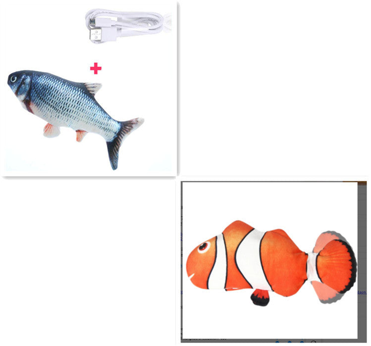 Electric Funny Cat Simulation Fish Beating Usb Jumping Cat Toy Set A