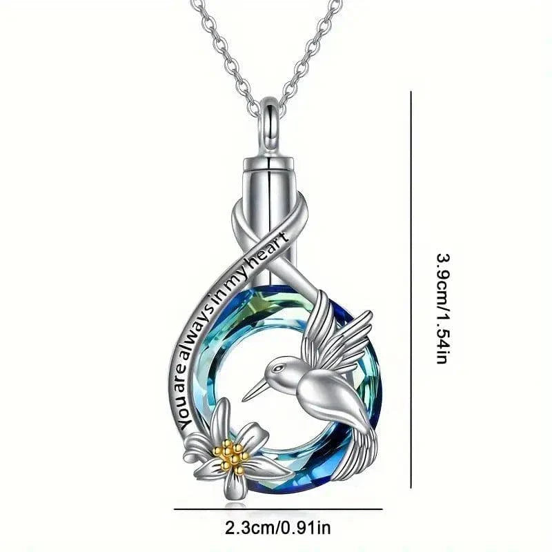 Hummingbird Daisy Always In My Heart Ashes Necklace Pendant