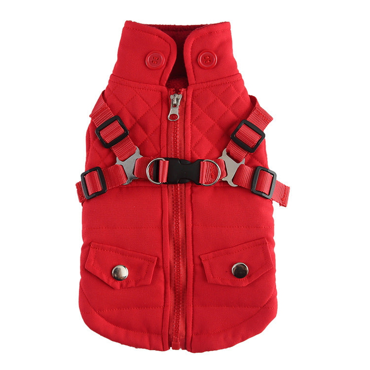 Pet Winter Cotton Dog Clothes Zipper Jacket Dog Supplies DZ277 red