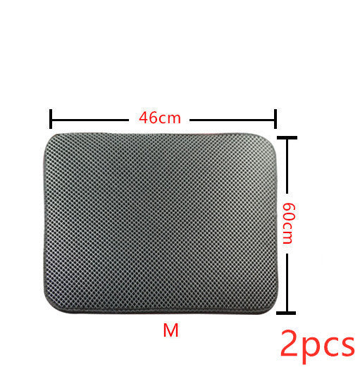 Double Layer Litter Cat Bed Pads Pet Cat Litter Mat Trapping Pets Litter Box Mat Pet Product Bed For Cats House Clean Mat M 2PC Grey