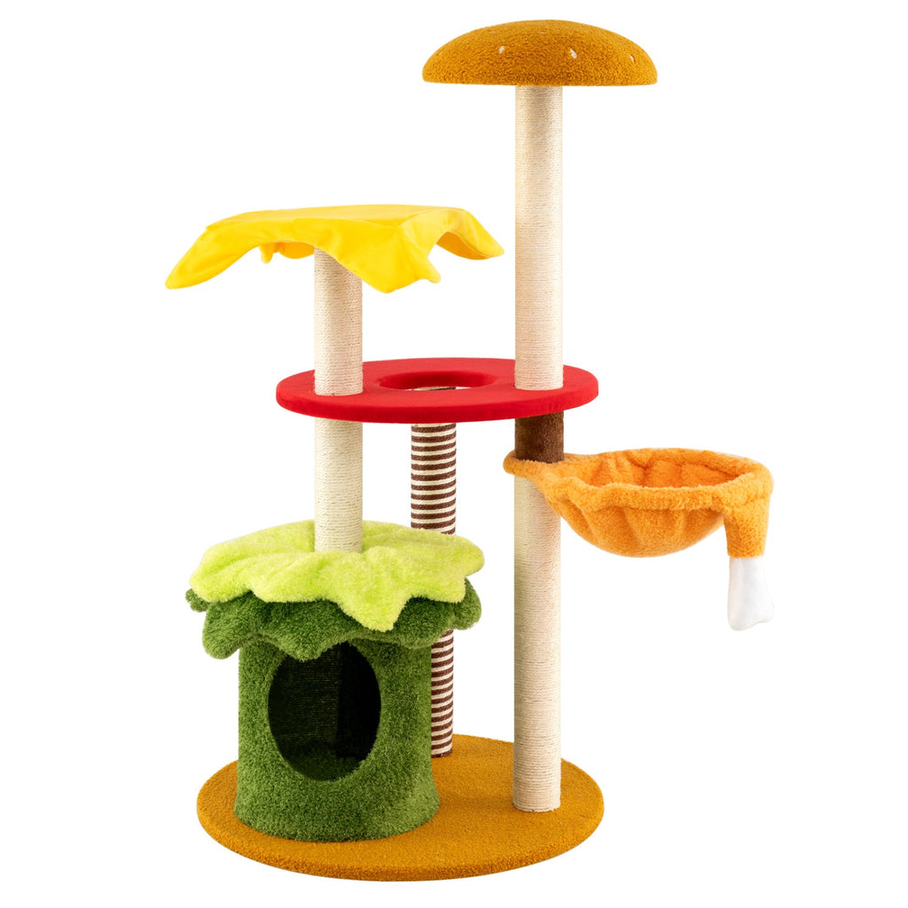 46 Inch Tall Cat Tree Multi-Level with Padded Perch and Hanging Basket Bed Default Title