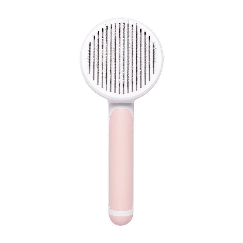 New Pet Cat Brush Hot Selling Hand-held Steel Wire Self-cleaning Comb Looper For Hair Removal Pink