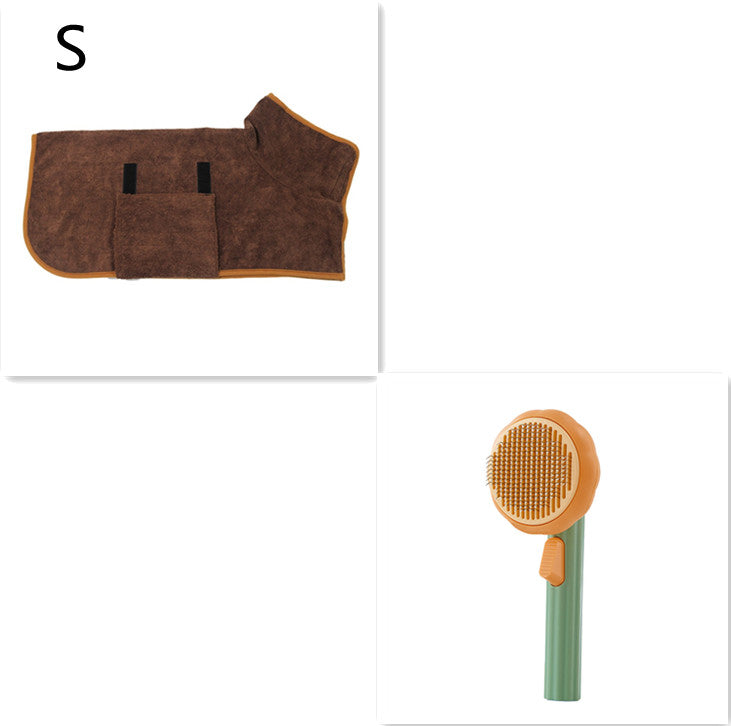 New Pet Cat Brush Hot Selling Hand-held Steel Wire Self-cleaning Comb Looper For Hair Removal Green Coffee S
