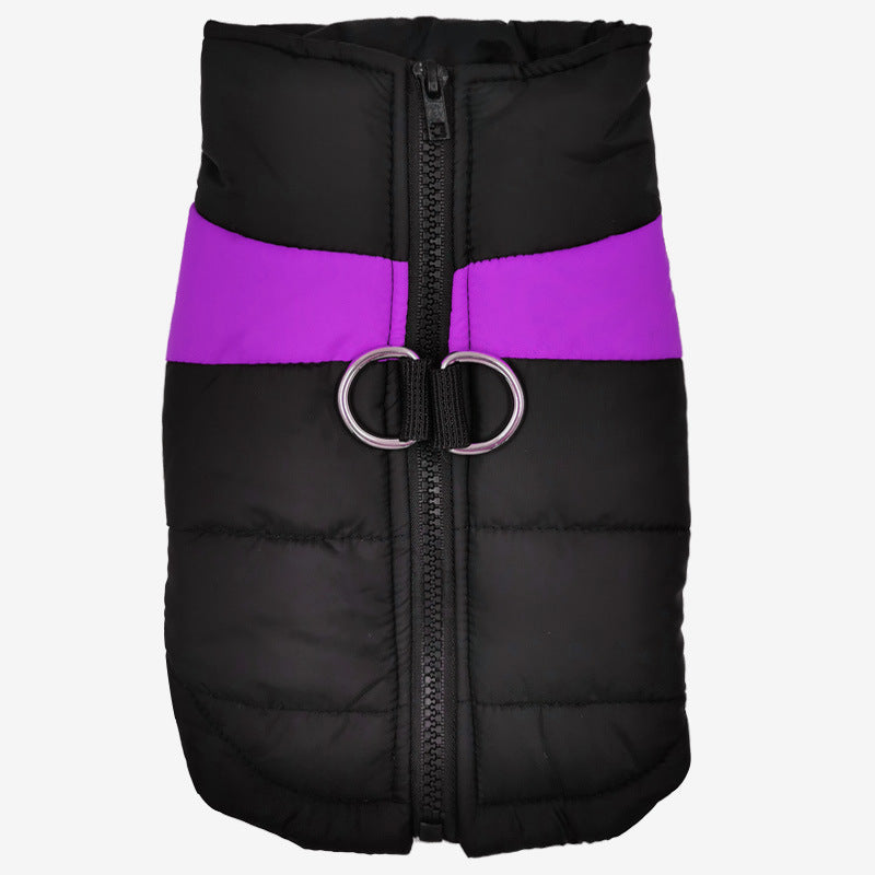 Big Dog Pet Vest Ski Suit Waterproof Cotton Coat Jacket Autumn And Winter Warm Clothing For Pets Purple Ski Suit