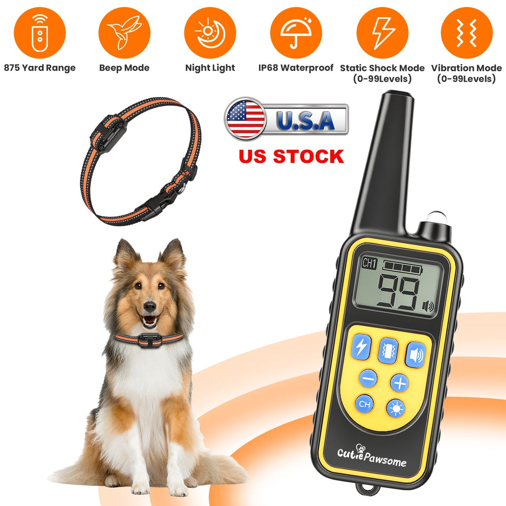 Rechargeable Dog Training Collar with Remote – 875 Yard Range