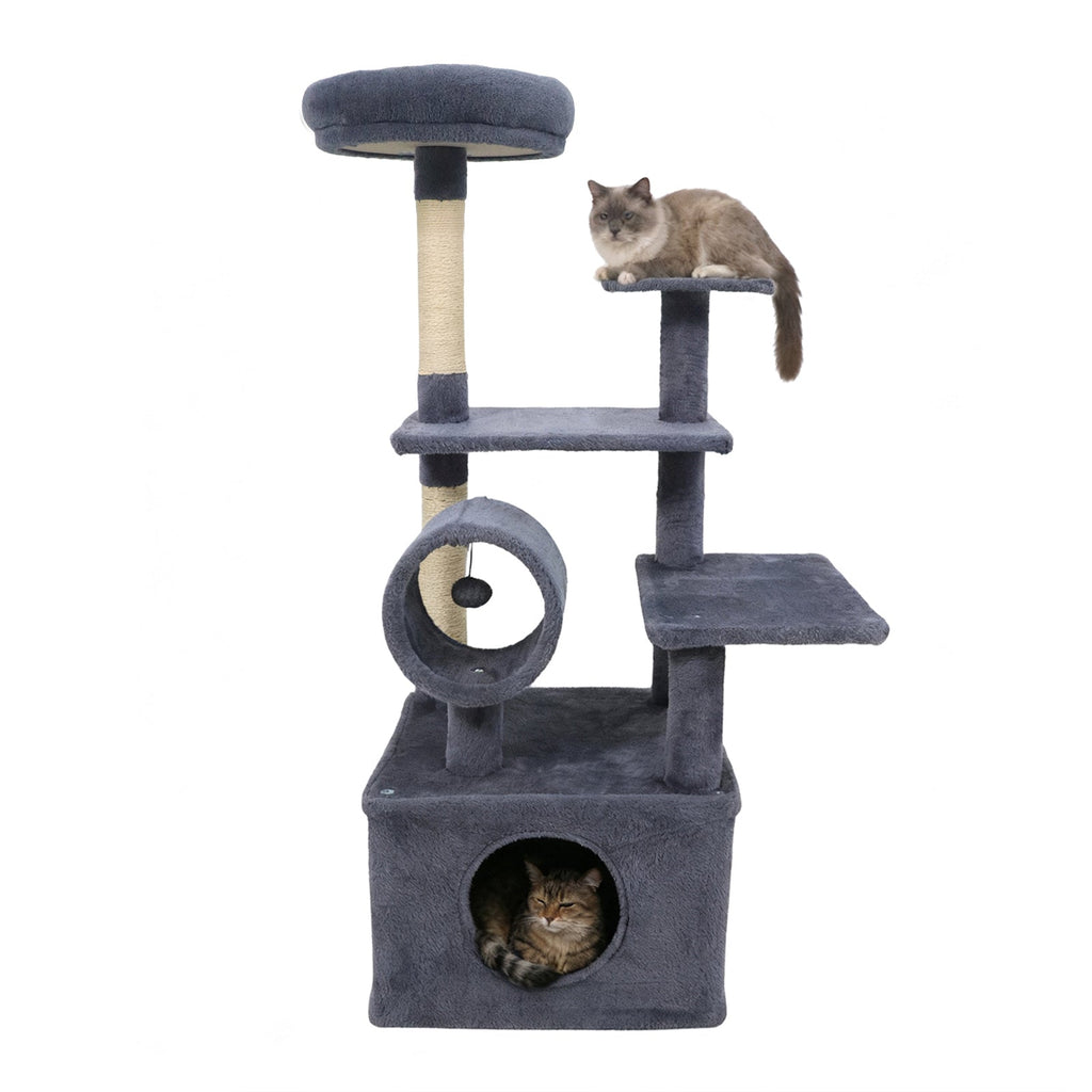 48 Inches Tall Cat Tree Multi-Level Kitten Tower with Large Condo Padded Top Perch Dark Grey