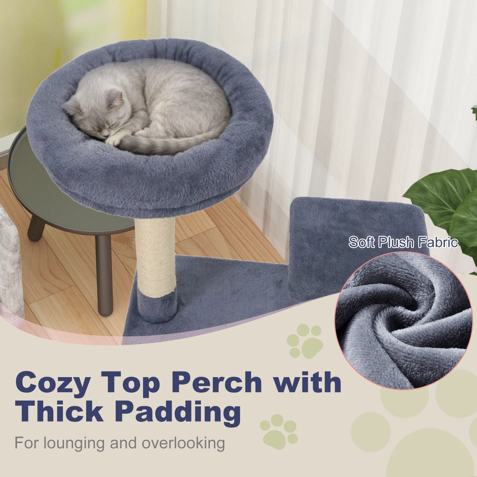 48 Inches Tall Cat Tree Multi-Level Kitten Tower with Large Condo Padded Top Perch