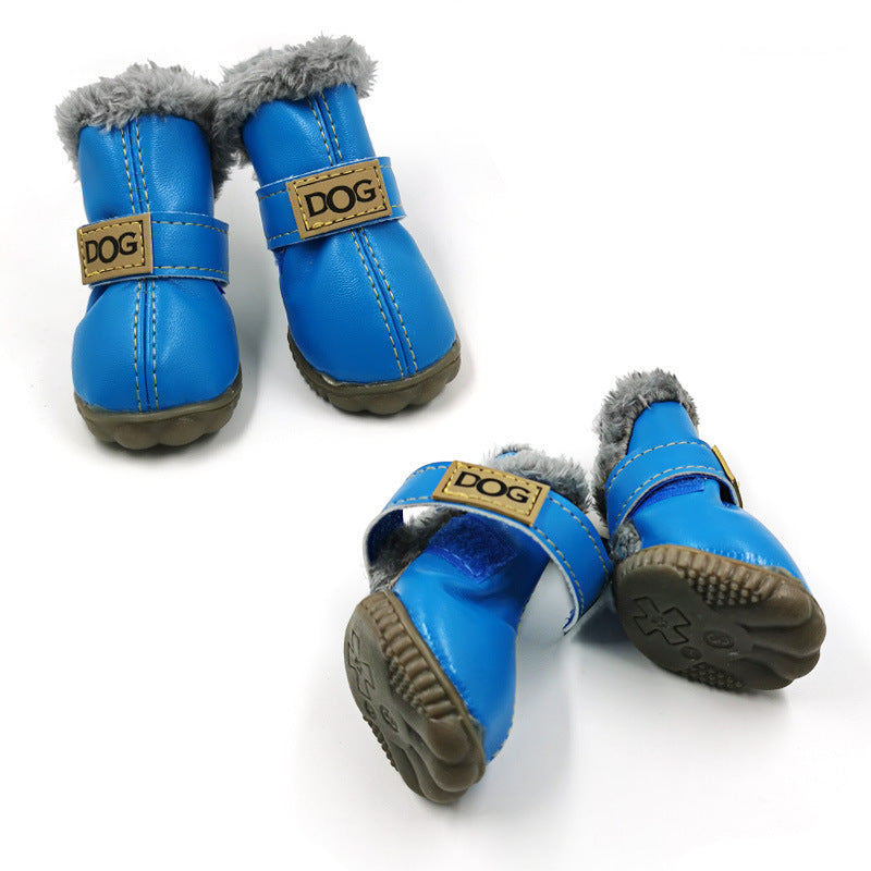 Dog Thick Snow Boots Keep Warm Teddy Autumn And Winter VIP Shoes A blue
