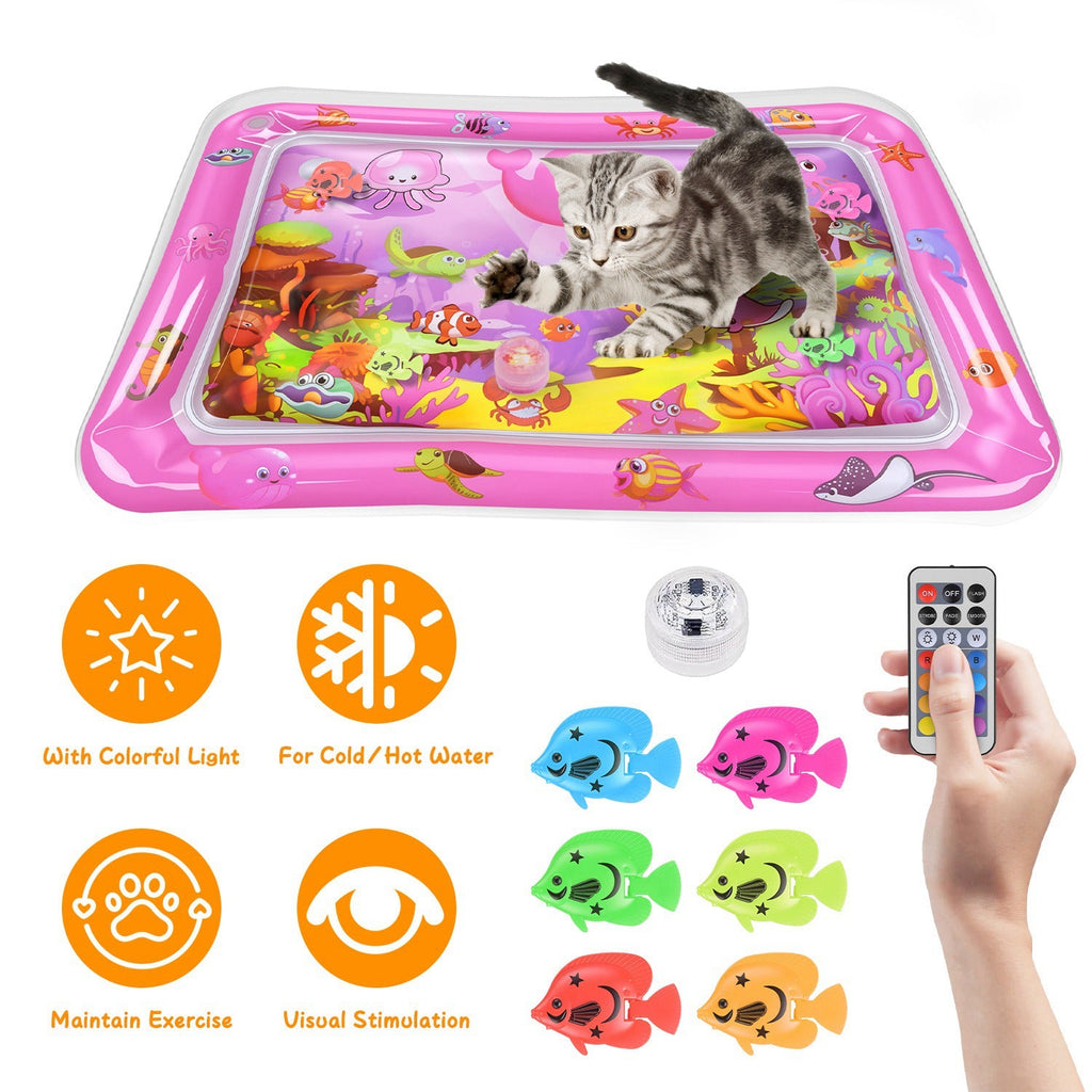 Cat Water Mat with Floating Fish & LED Lights