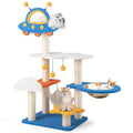 49 Inches Tall Cat Tree with UFO Top Perch Space Capsule and Sisal Scratching Posts-Blue Default Title