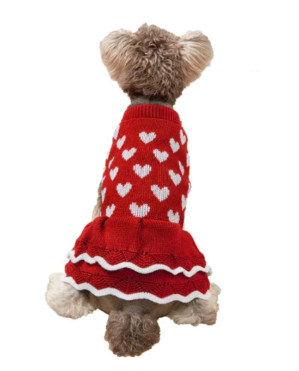Festive Princess Dress Sweater for Dogs at Christmas Red-A M