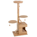 4-Layer Wooden Cat Tree 51 Inch Tall Cat Tower with Condo and Washable Cushions-Natural Default Title