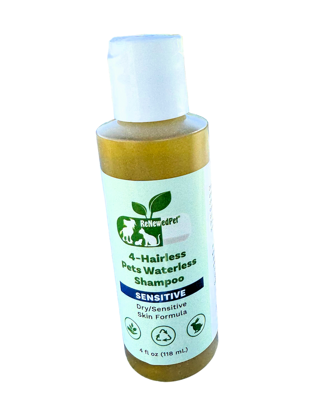 4-HAIRLESS PETS SENSITIVE WATERLESS SHAMPOO HALF SIZE 4 OZ.