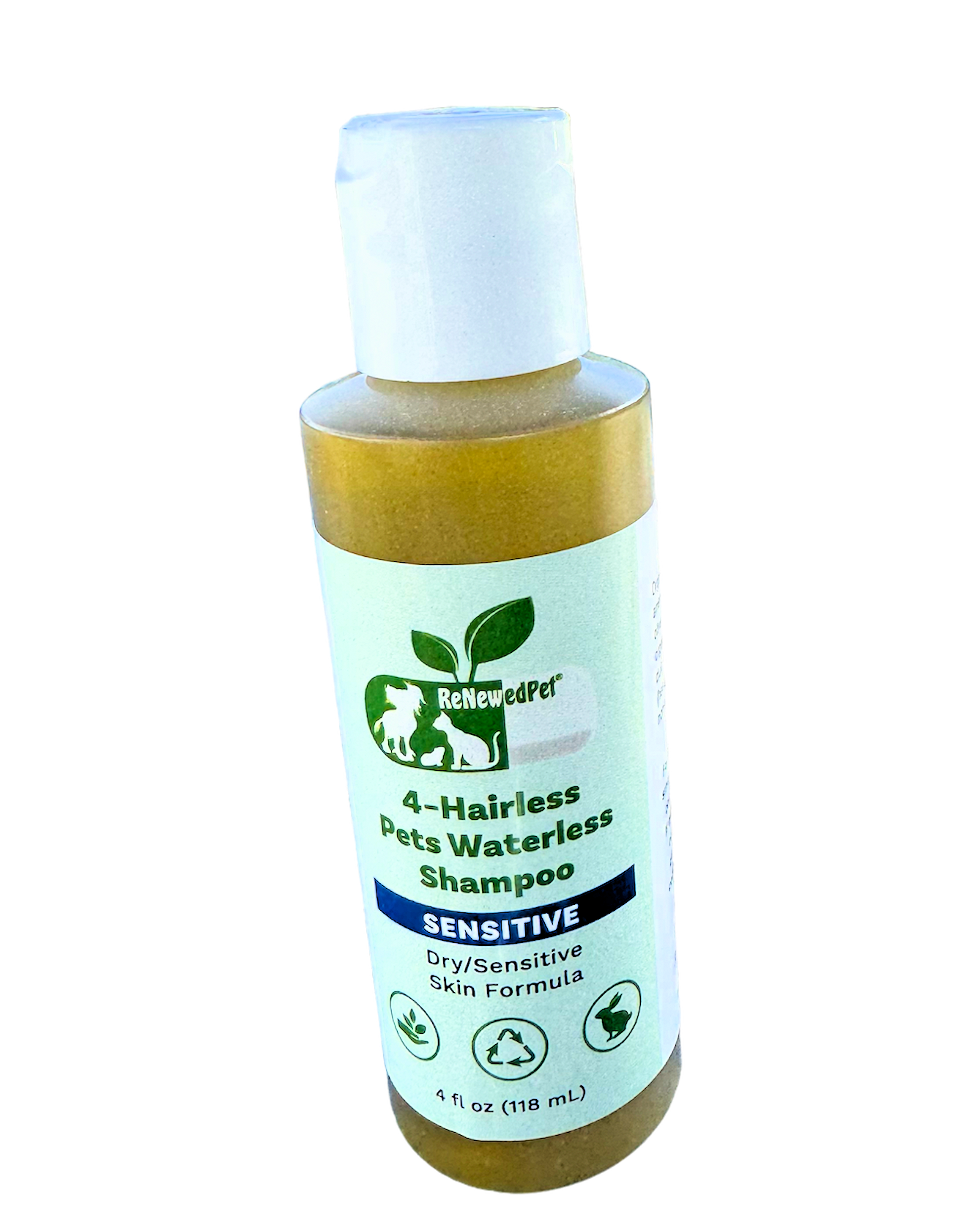 4-HAIRLESS PETS SENSITIVE WATERLESS SHAMPOO HALF SIZE 4 OZ.