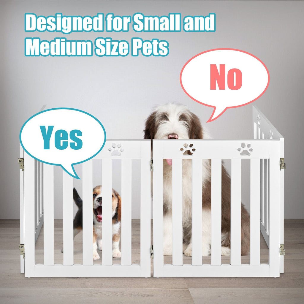 24 Inch Folding Wooden Freestanding Pet Gate Dog Gate with 360¬∞ Hinge