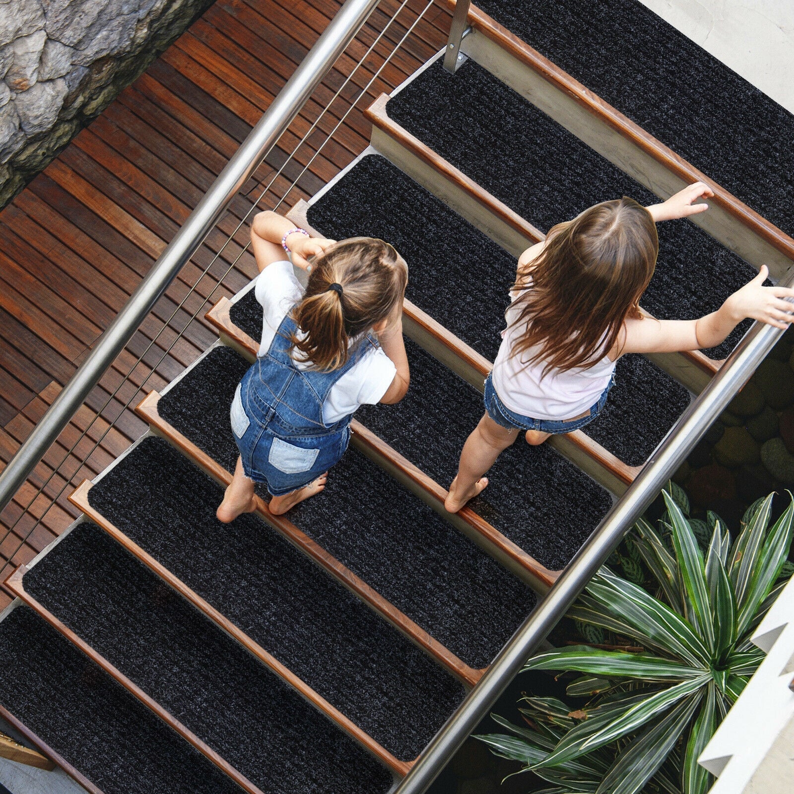 15 Pieces 30 x 8 Inch Slip Resistant Soft Stair Treads Carpet