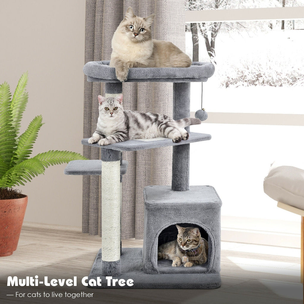 Cat Tree with Perch and Hanging Ball for Indoor Activity Play and Rest