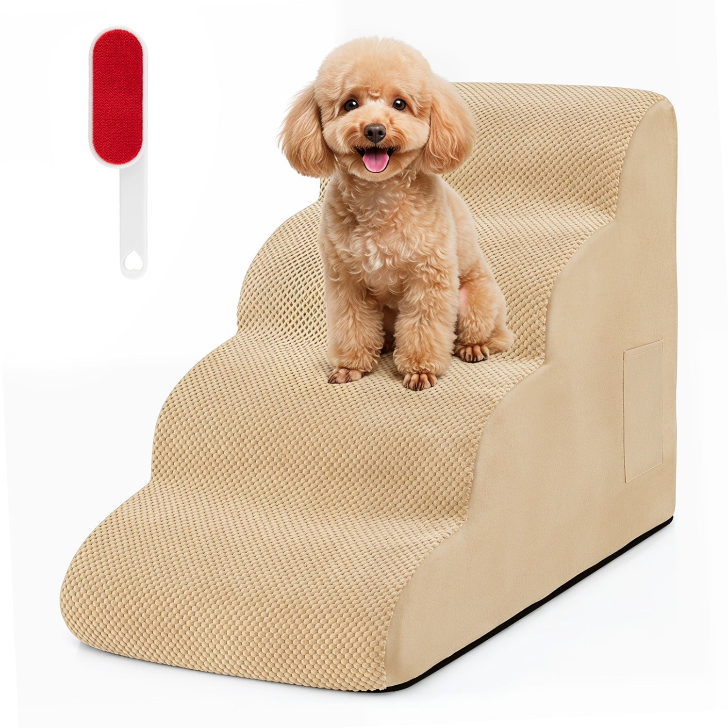 4-Tier Foam Dog Steps with Non-Slip Surface & Washable Cover