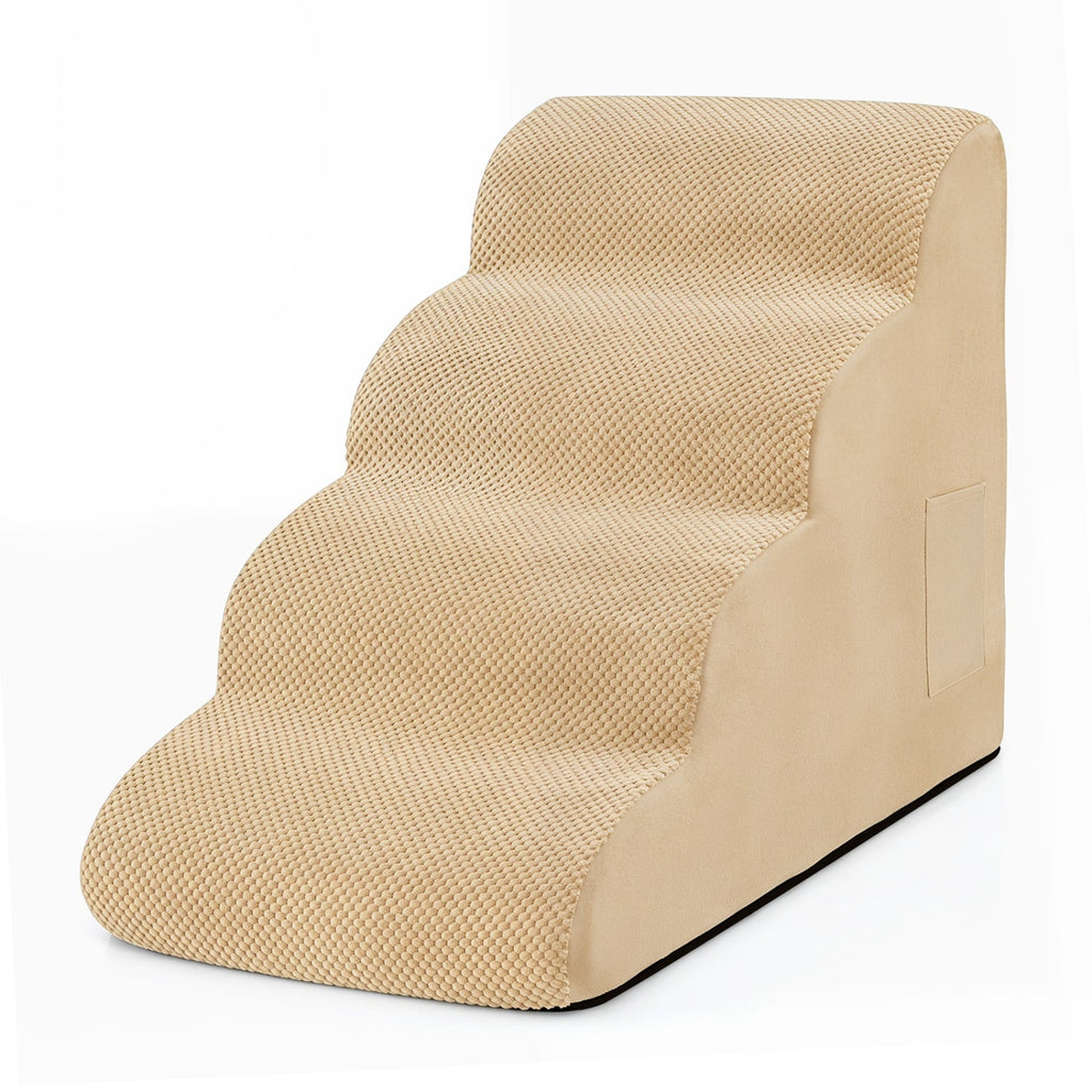4-Tier Foam Dog Steps with Non-Slip Surface & Washable Cover