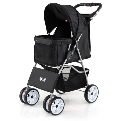4 Wheel Pet Stroller for Small Dogs Cats up to 33 LBS Black