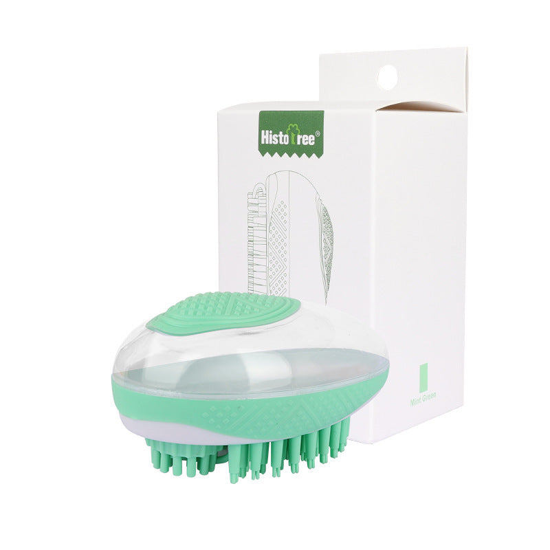 Dog Cat Bath Brush 2-in-1 Pet SPA Massage Comb Soft Silicone Pets Shower Hair Grooming Cmob Dog Cleaning Tool Pet Products Green