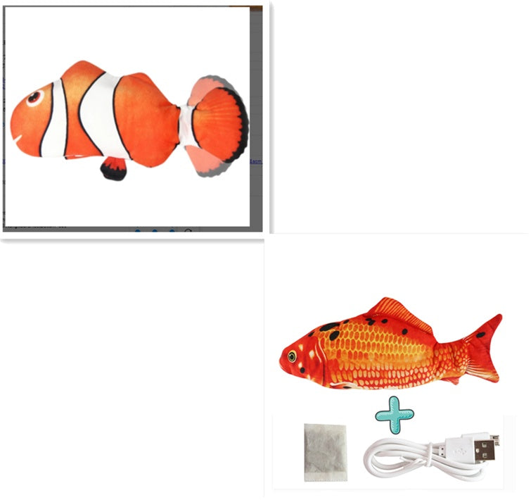 Electric Funny Cat Simulation Fish Beating Usb Jumping Cat Toy Set D