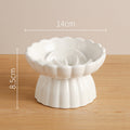 Elevated Ceramic Slow Feed Dish For Cats And Small Dogs, Flower Pool Design Pet Slow Feeder With Higher Edges,Raised Pet Bowl For Dry & Wet Food White