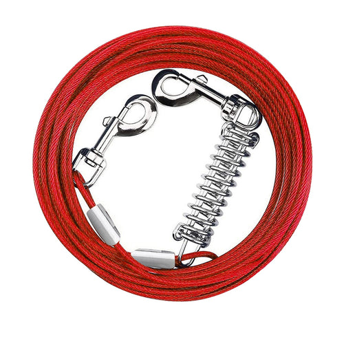 29.5FT Dog Tie Out Cable Long Dog Leash Chew Proof Lead Dog Chain with Durable Spring 360¡ Rotatable Clips PVC Case for Outside Yard Caming