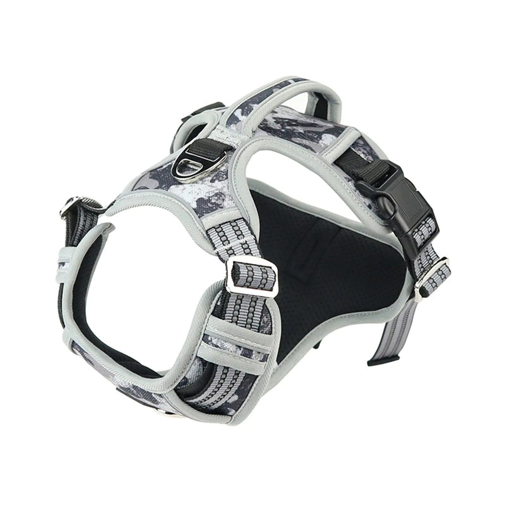 Durable Waterproof Pet Harness with Vertical Handle Camouflage gray M