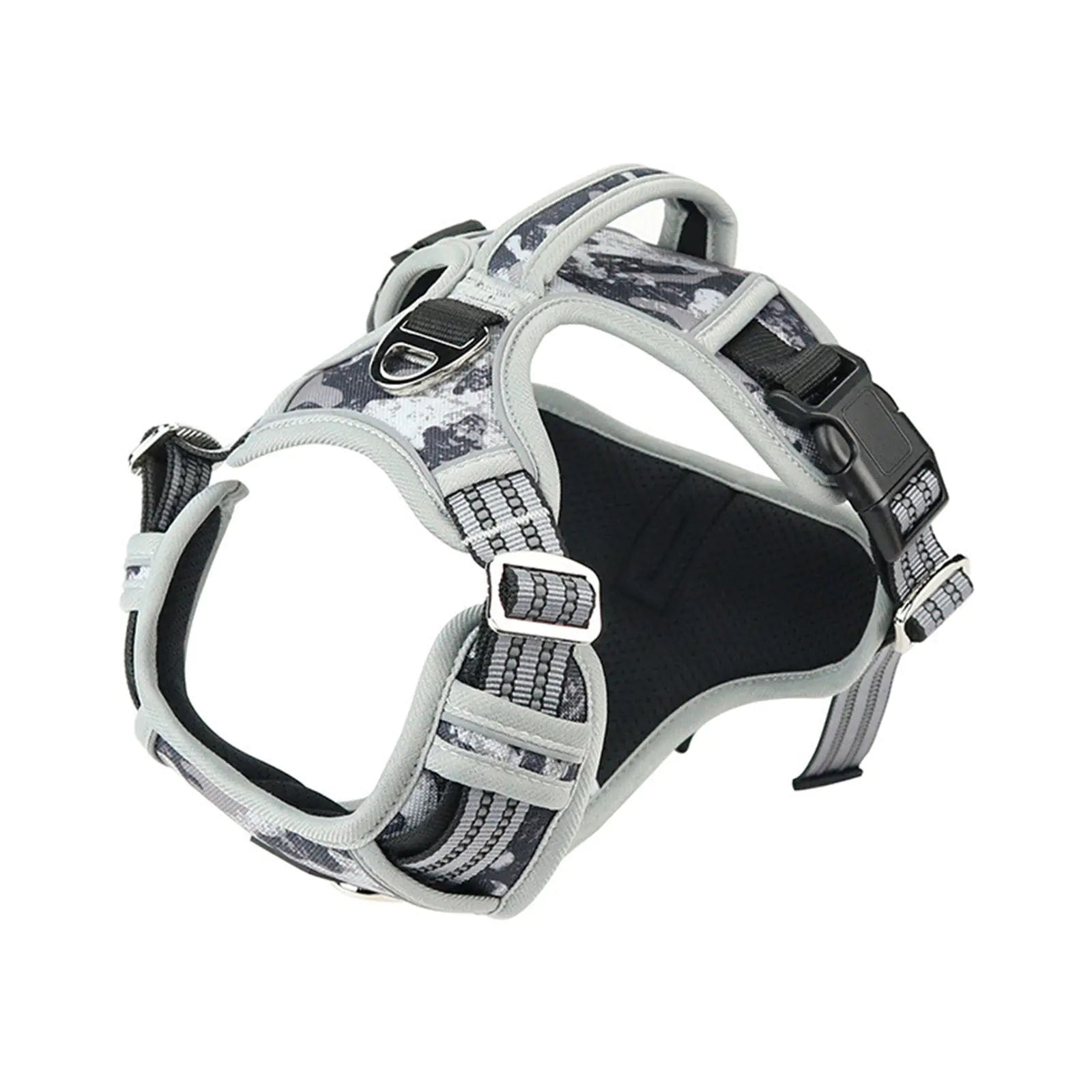 Durable Waterproof Pet Harness with Vertical Handle Camouflage gray M