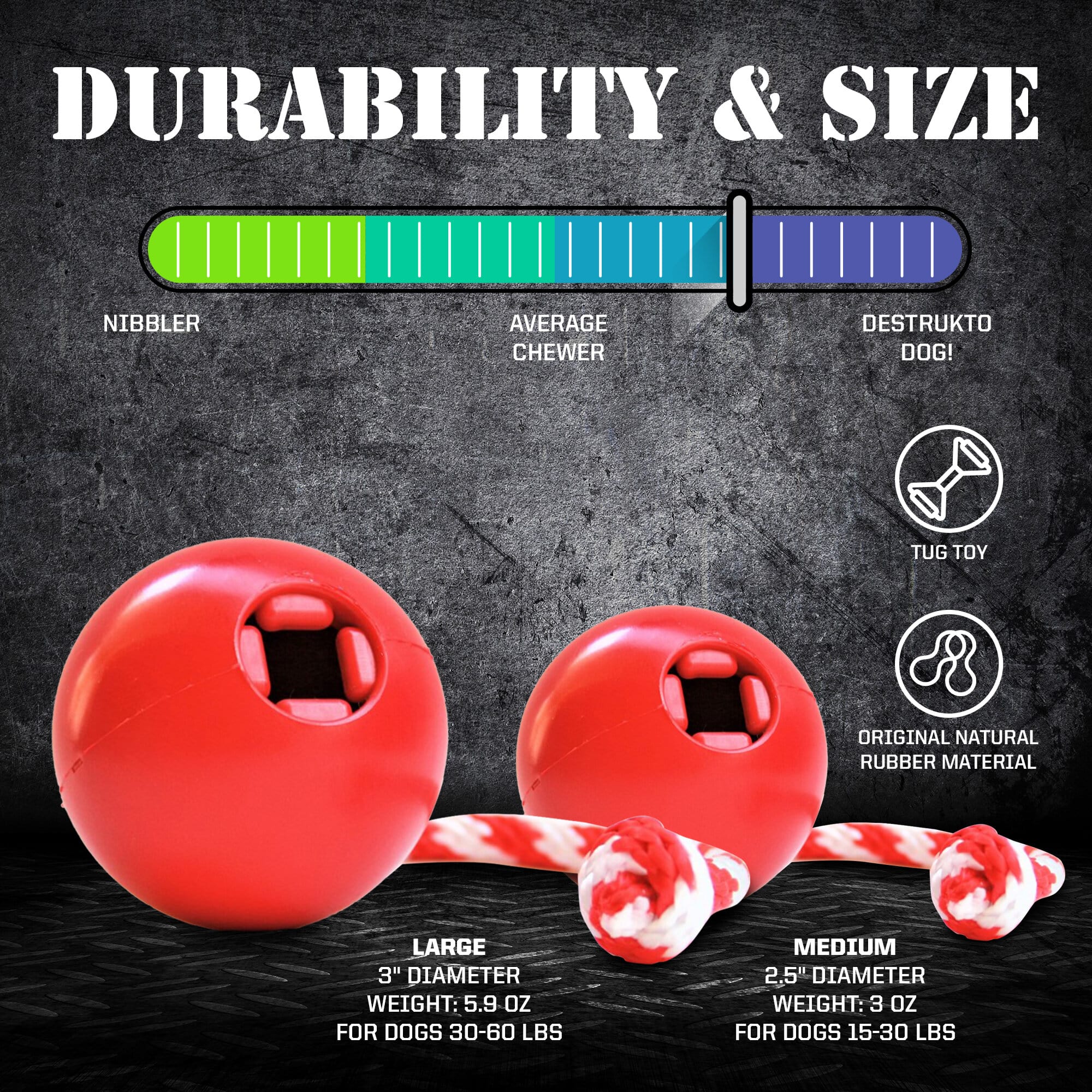 USA-K9 Cherry Bomb Rubber Dog Chew Toy – 4-in-1 K9 Reward & Treat Dispenser | USA Made