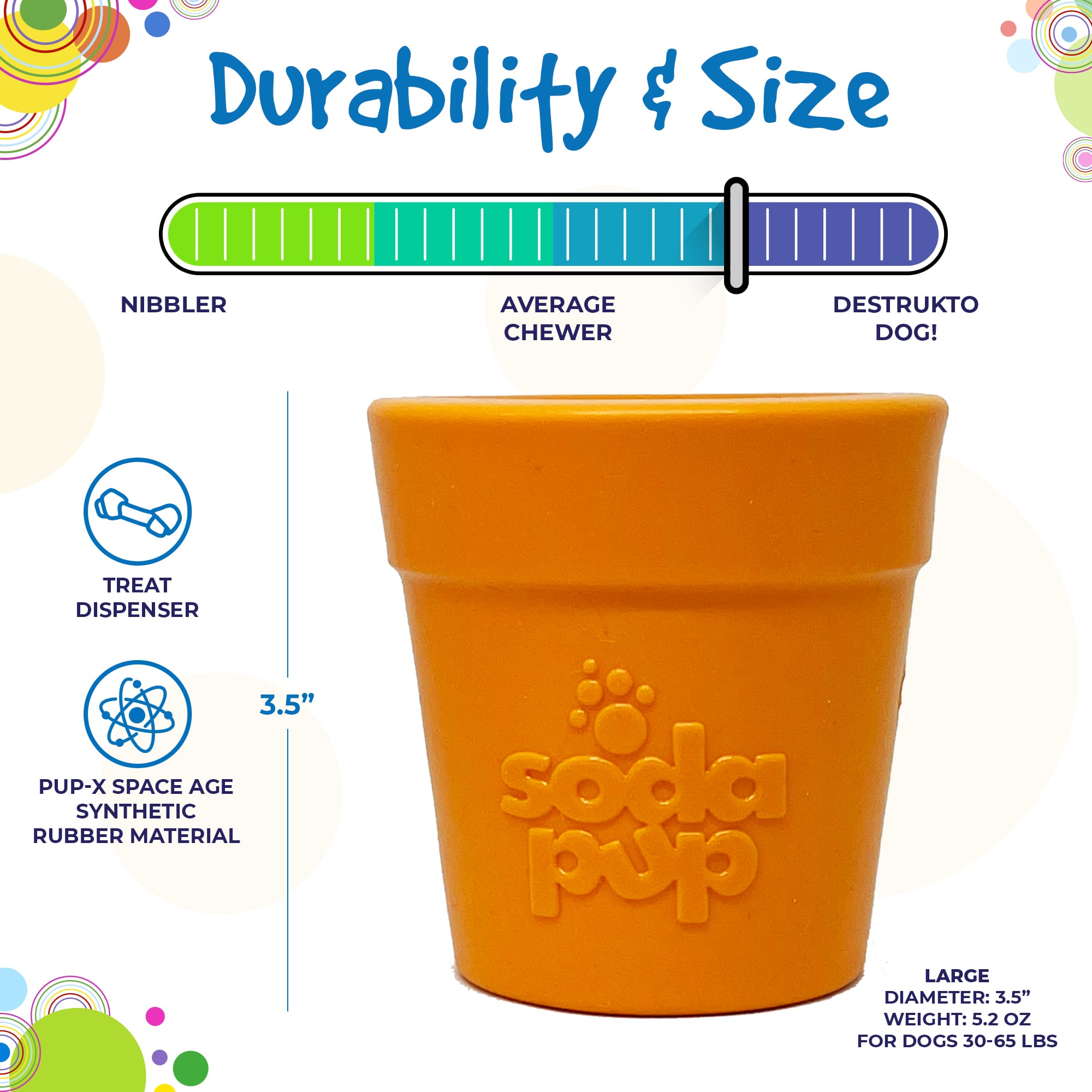 SodaPup Large Flower Pot Dog Treat Dispenser – USA-Made Natural Rubber | 3 Colors