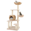 5-Layer Climbing Cat Tree with Sisal Scratching Posts and Washable Cushions-Beige Default Title