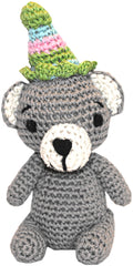 Birthday Bear Crocheted Knit Knack Pet Toy