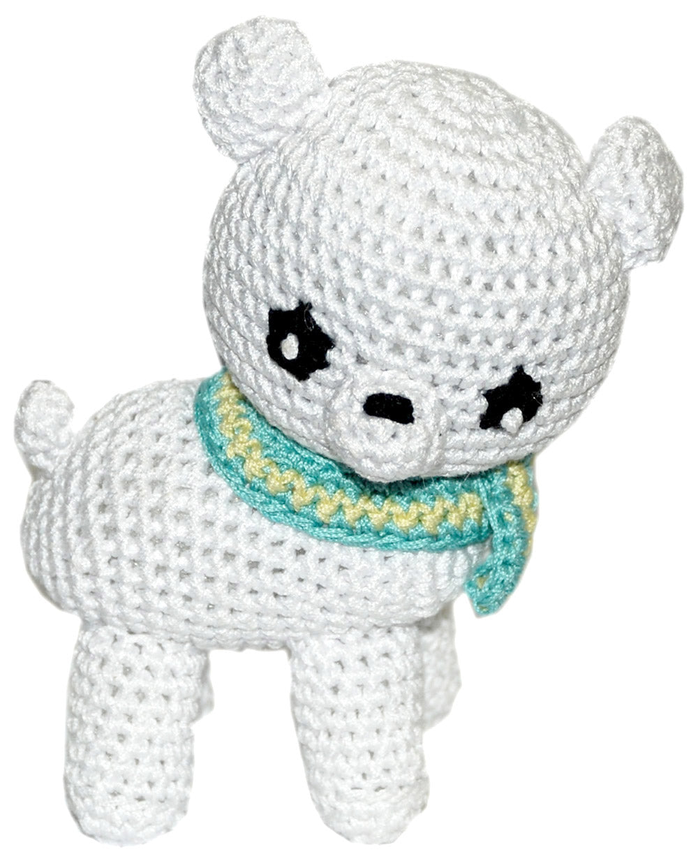 Polar Bear Crocheted Knit Knack Pet Toy