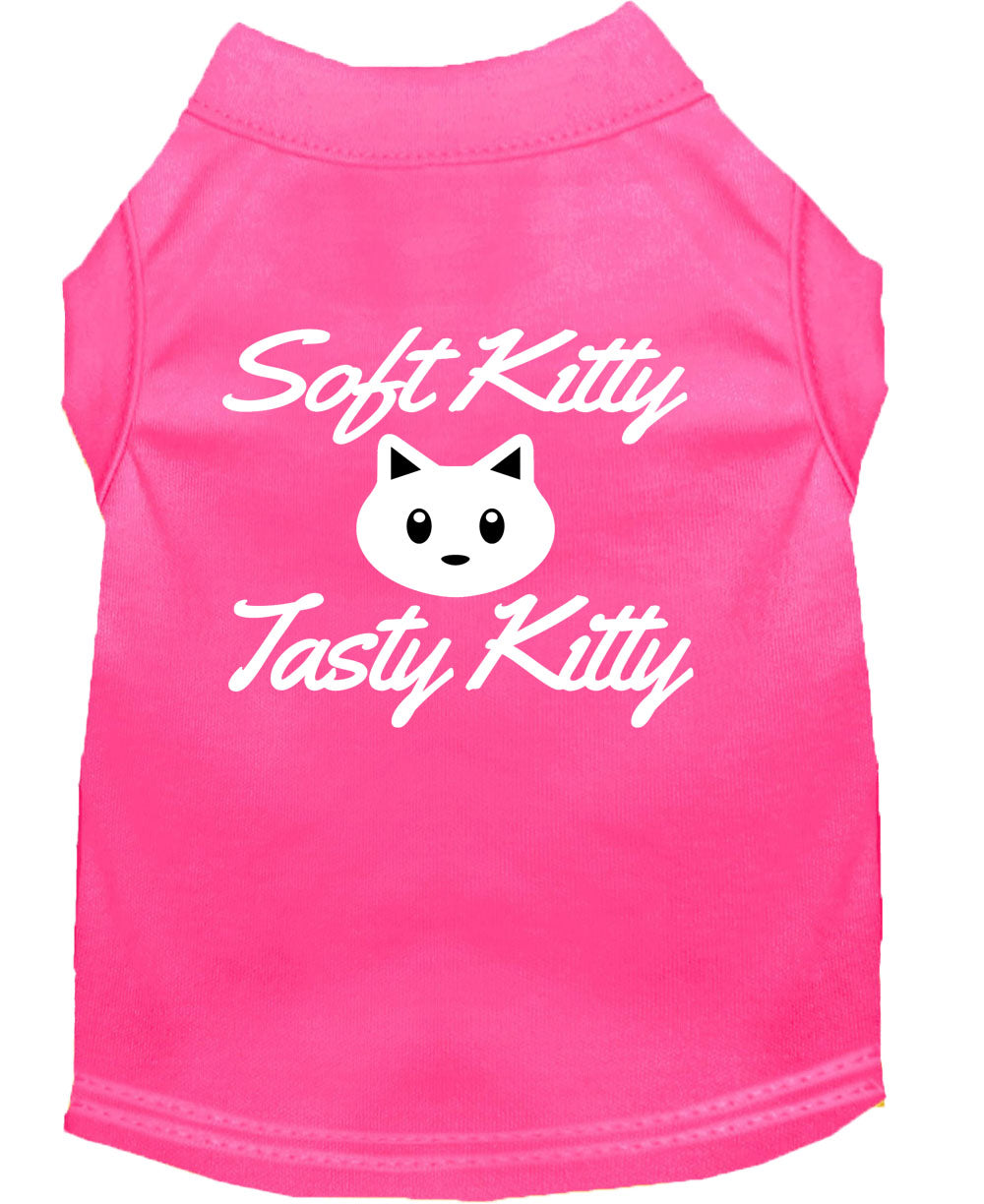 Pet Shirt "Soft Kitty, Tasty Kitty" Bright Pink