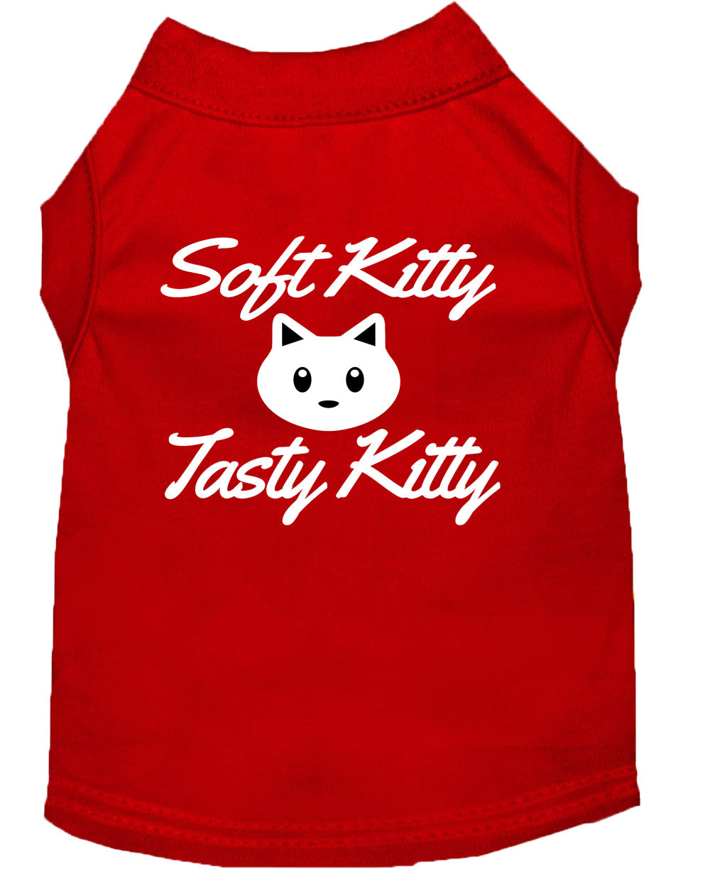 Pet Shirt "Soft Kitty, Tasty Kitty" Red