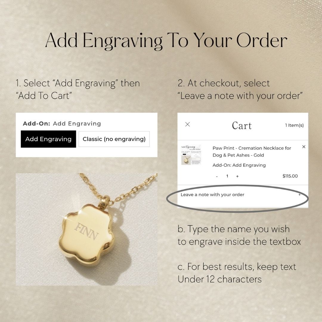 Paw Print - Cremation Necklace for Dog & Pet Ashes - Silver With Engraving (+$20)